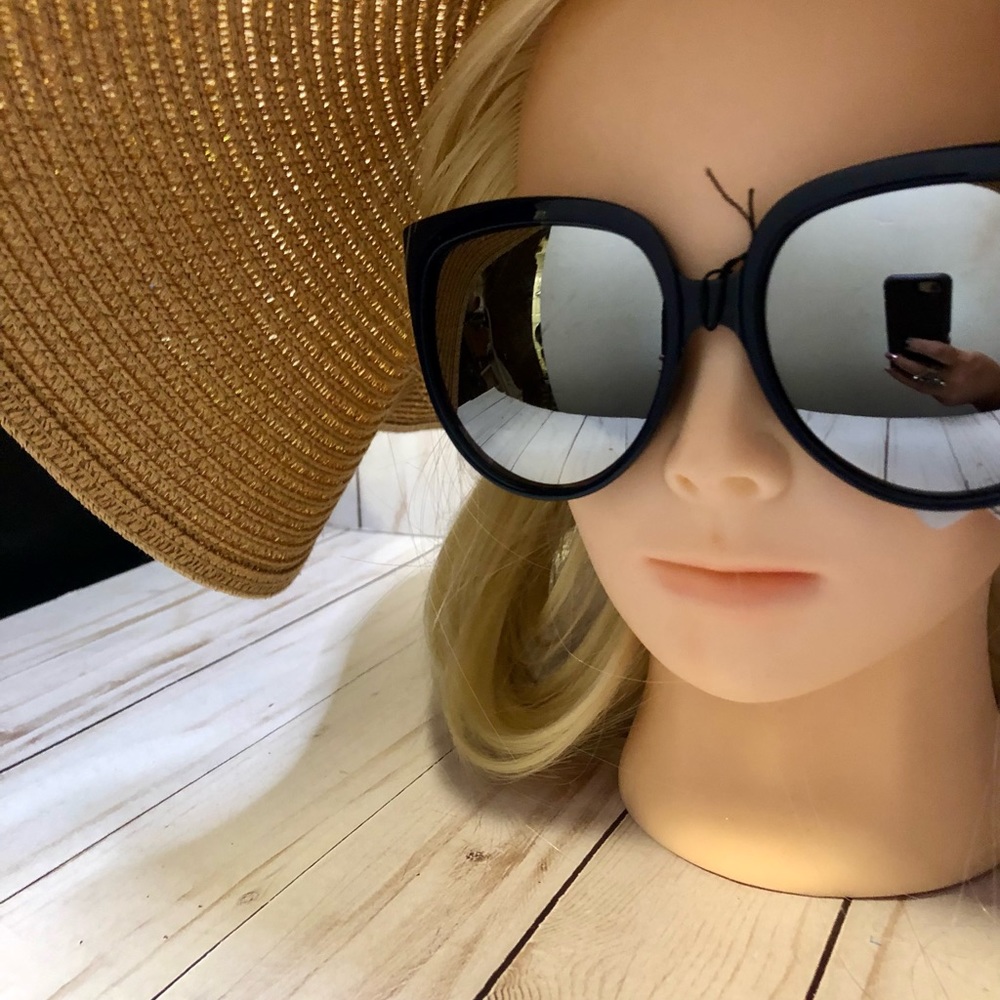 Women’s Oversized Boyfriend Sunglasses Navy Silver Awesome106 UV Protection New